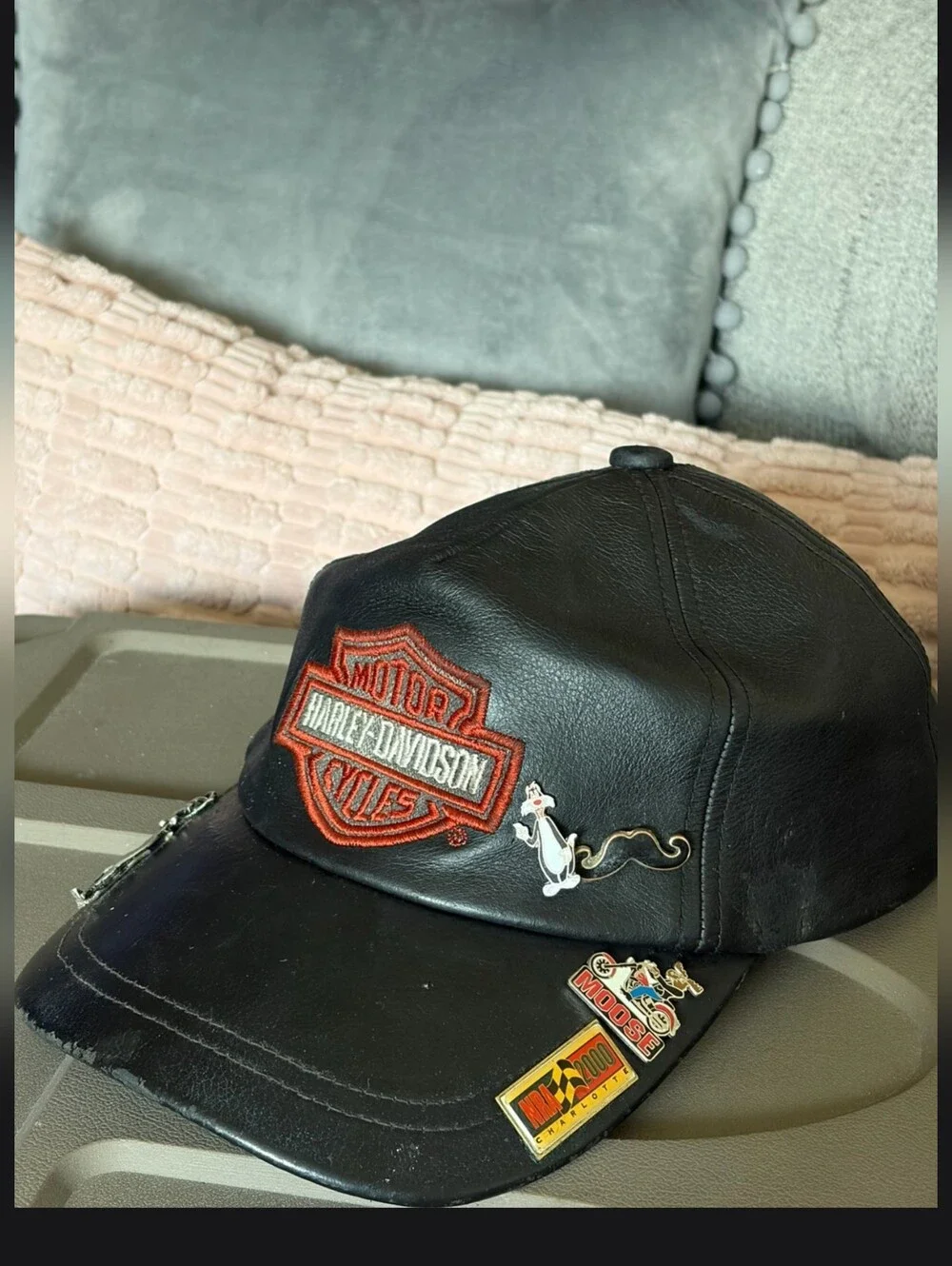 Original Harley-Davidson Black Leather Cap